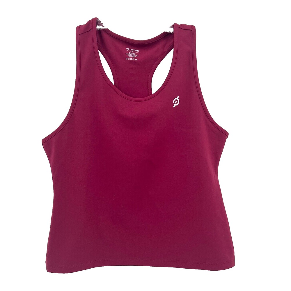 PELOTON Women's Size XL Maroon Polyester/Spandex Racerback Tank Top Stretch Logo